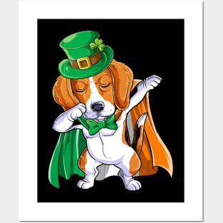 Dabbing Beagle St Patricks Day Boys Leprechaun Irish Posters and Art